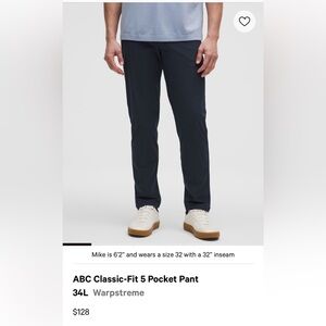 Used Lululemon ABC Classic-Fit 5 Pocket Pant- Navy